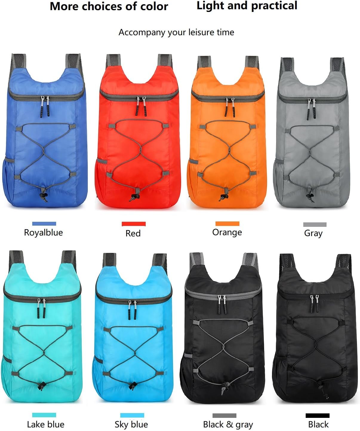 16L Hiking Daypack Lightweight Foldable Travel Backpack Water Repellent Camping Outdoor Packable Easy Carry-on Bag (Black)