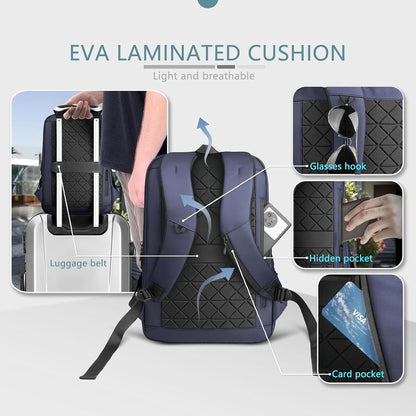 hk Laptop Backpack for Men with USB Charging Port for Business Work College Travel (Blue, 17.3 inch)