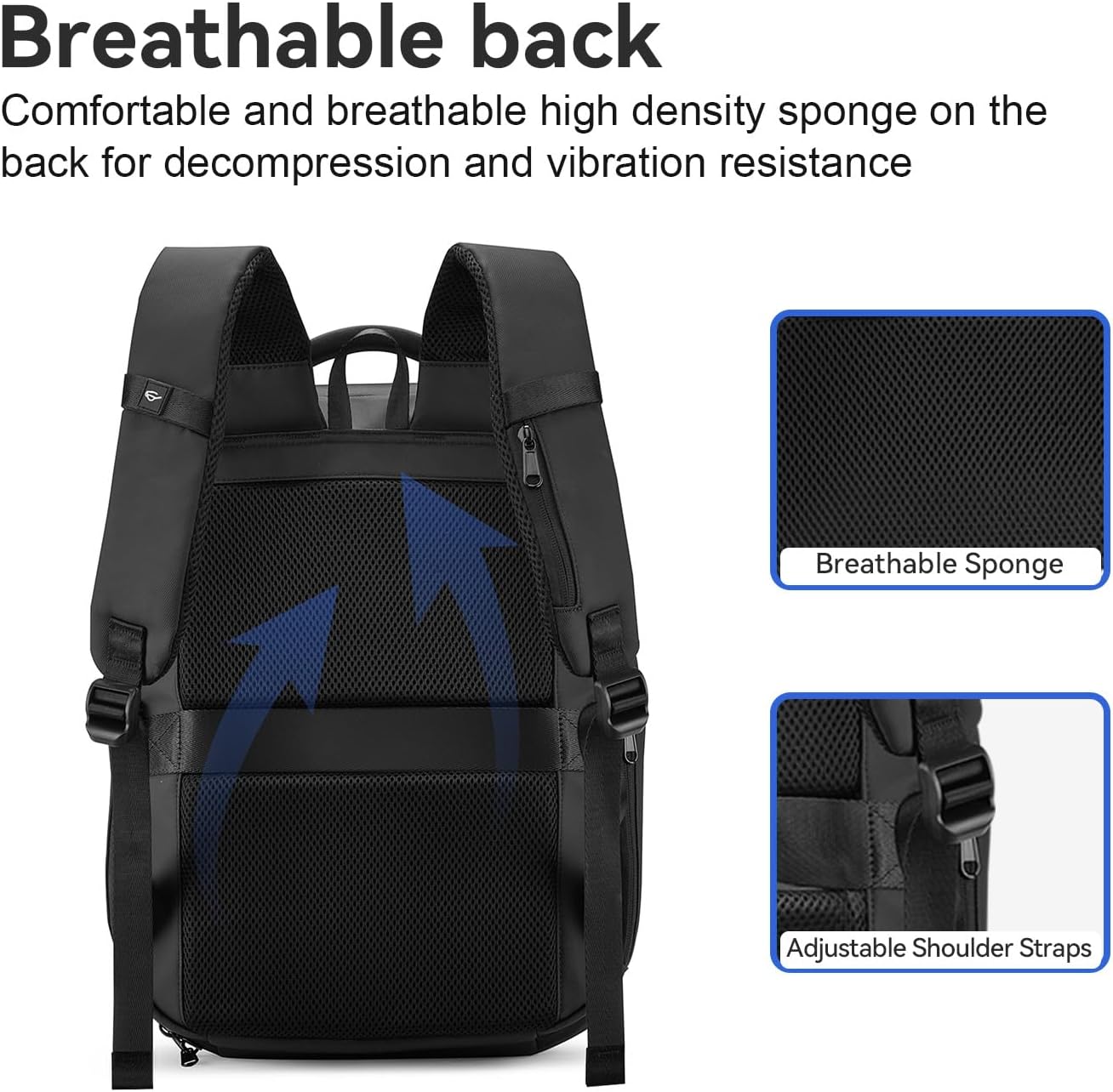 SOKOK Carry On Travel Backpack Waterproof Business Backpack with Laptop Compartment, Slim Hardshell Computer Backpack for Men and Women, Black