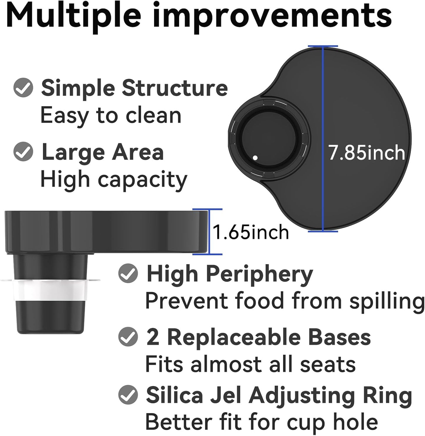 [2 Packs] Kids Car Seat Tray, Travel Tray with Cup Holder for Toddler Baby, Kids Car Seat Food Snack Organizer for Road Trip, Stroller snack Organizer Travel Must Haves Toddler Must Haves (Black)