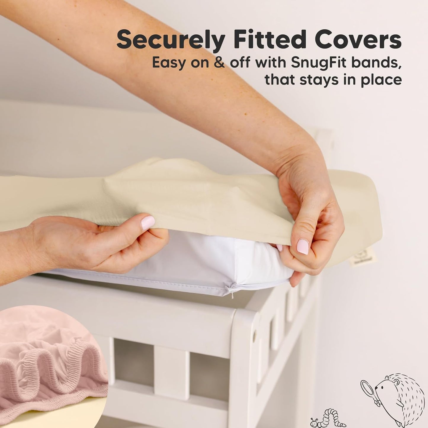 2-Pack Baby Changing Pad Covers for Girl, Boy, Neutral - Soft Viscose Derived from Bamboo Changing Table Pad Cover Sheets, Baby Nursery Diaper Changing Pad Cover, Contour Changing Pad Liner (Cameo)