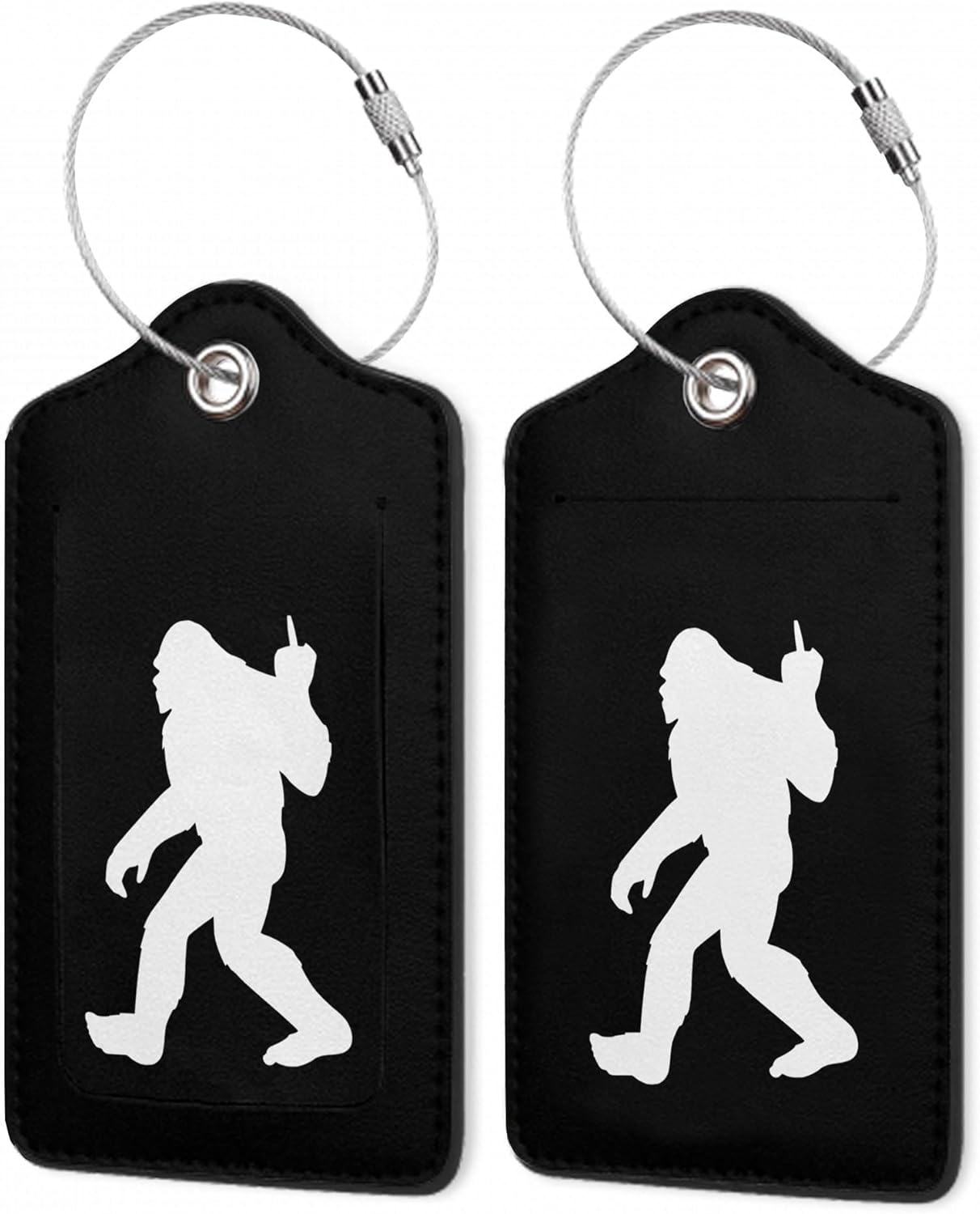 2Pcs Luggage Tag for Suitcase Black Sasquatch Cute Luggage Tag with Privacy Flap & Name ID Label & Metal Loop,Travel Suitcase Tags for Women