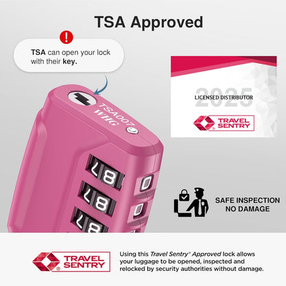 Puroma 2 Pack TSA Approved Luggage Locks, 4 Digit Combination Travel Locks Resettable Code Lock with Zinc Alloy Body for Suitcase, Toolbox, Backpack, Bag, Gym Locker (Red-Violet)