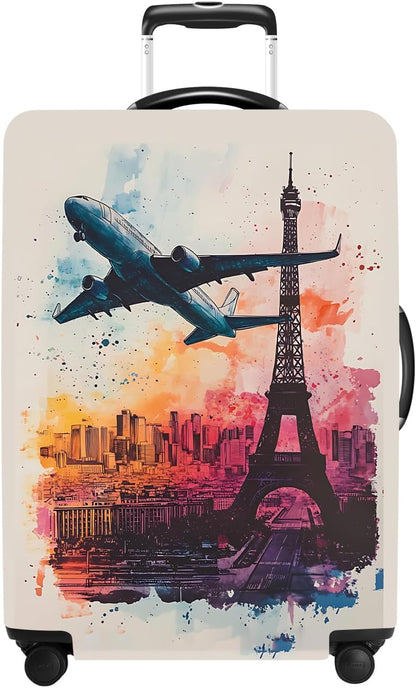 Luggage Cover Washable Suitcase Protector Anti-scratch Suitcase cover Fits 20-34 Inch Luggage (Tower-2, L(28-30inch suitcase))