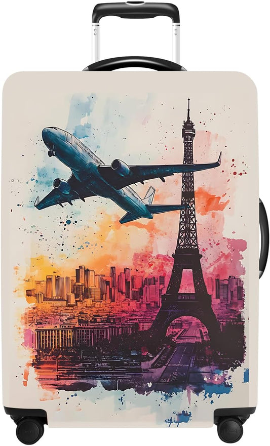 Luggage Cover Washable Suitcase Protector Anti-scratch Suitcase cover Fits 20-34 Inch Luggage (Tower-2, L(28-30inch suitcase))