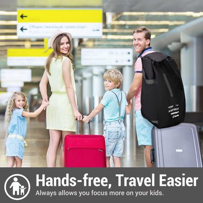 Car Seat Travel Bag Backpack for Air Travel Universal Infant Carseat Gate Check Bag Cover for Airplane, Foldable with Pouch, Gray