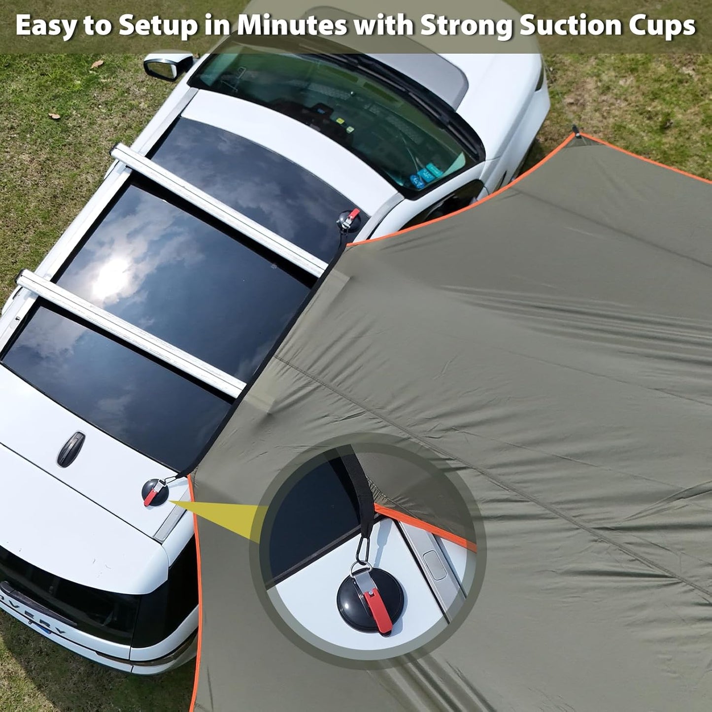 GEERTOP Large Car Side Camping Awning 19 x 11 ft SUV Canopy Tarp Waterproof Outdoor Vehicle Sun Shade Shelter for Truck, MPV, Van, Campers