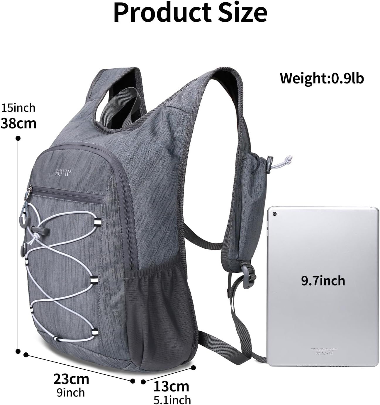 BOVIP 20L Hiking Backpack Lightweight Packable Hiking Daypack Small Travel Outdoor Foldable Shoulder Bag Gray