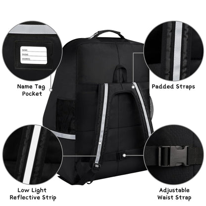Car Seat Travel Bag,Padded Car Seats Backpack with Steel Cable Handle and Reflective Stripes, Large Durable Carseat Carrier Bag,Airport Gate Check Bag,Infant Seat Travel Bag with Shoulder Strap,Black