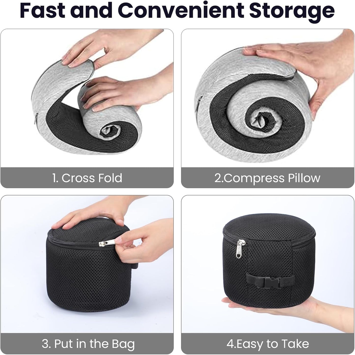 Travel Pillow, Best Memory Foam Neck Pillow Head Support Soft Pillow for Sleeping Rest, Airplane Car & Home Use (1Grey)