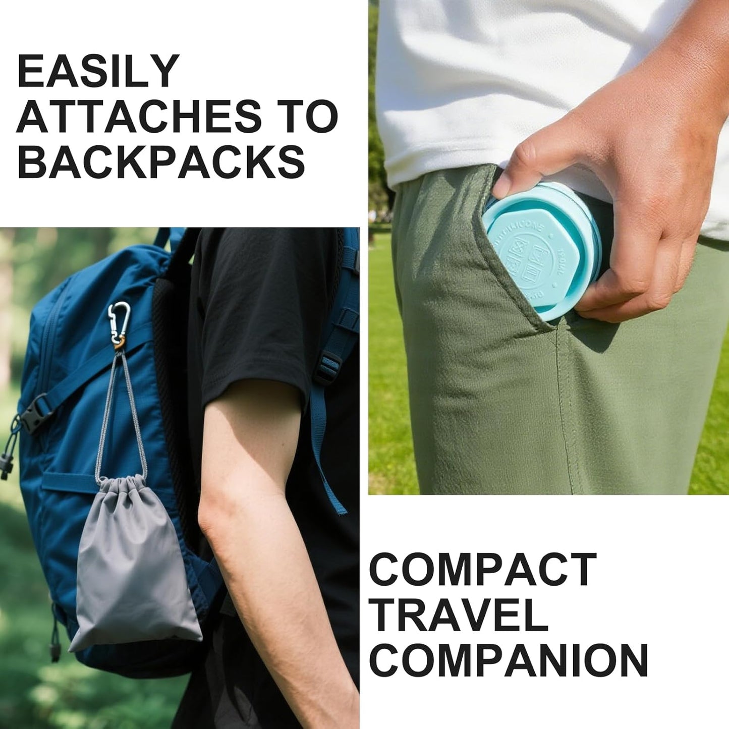 Collapsible Water Cup 6oz/180ml - Collapsible Cup - Silicone Collapsible TravelCup - Silicone Folding Camping Cup with Lids - Foldable Drinking Cup - for Travel, Camping, Hiking, Outdoor Sports