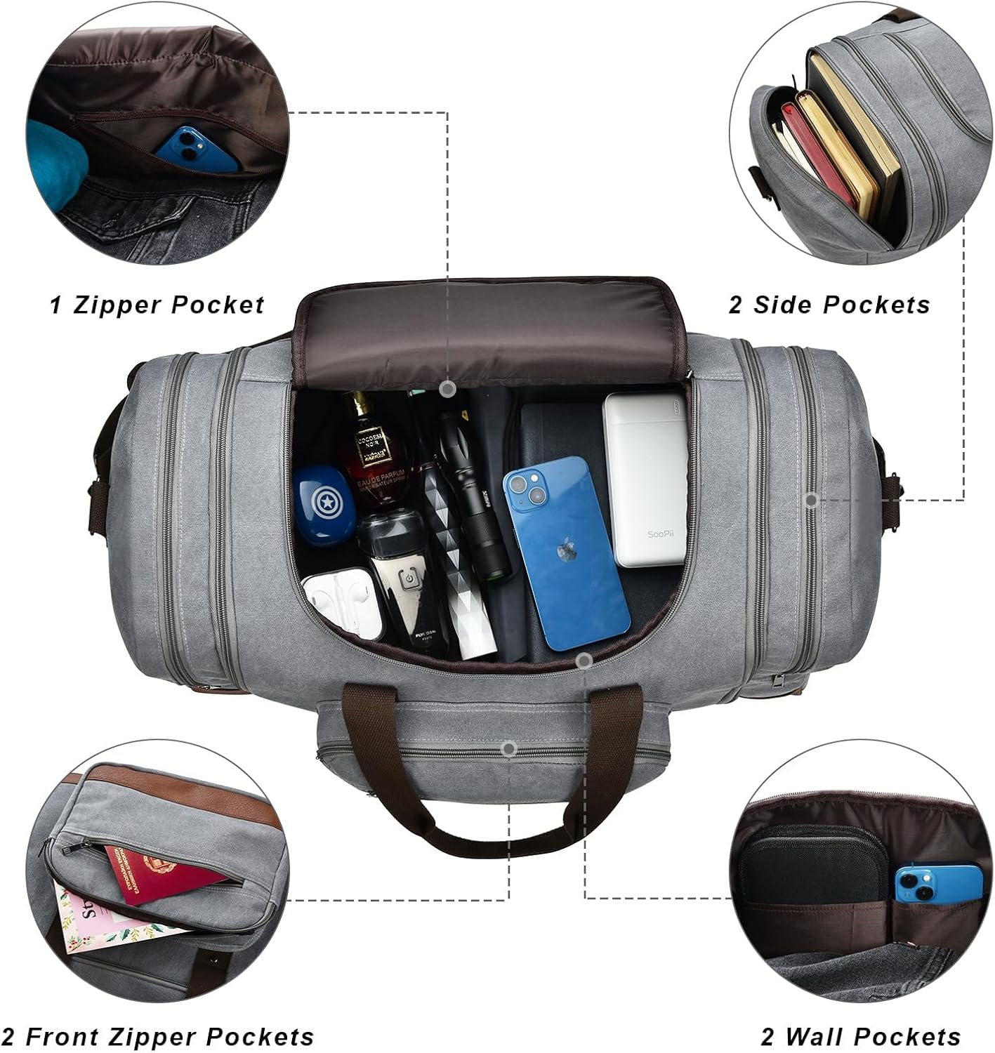 Dimayar Expandable Duffle Bag for Men, 50L Large-Capacity Weekender, Water-Resistant Mens Duffle Bags for Traveling, Lightweight & Durable Overnight Carry-On, Versatile Gym and Travel Bag