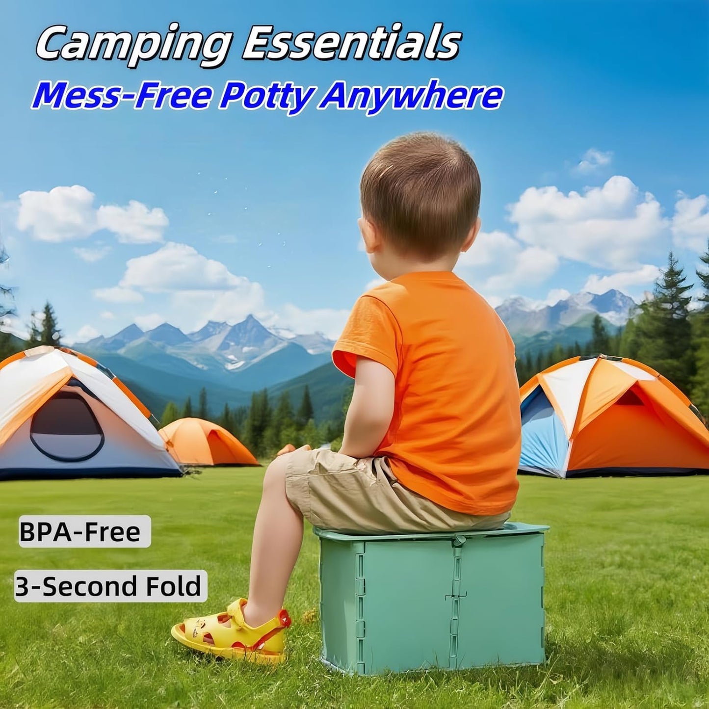 Travel Potty,Portable Potty Seat Foldable Travel Training Toilet Seat,Foldable Toilet for Outdoor Camping (Green)