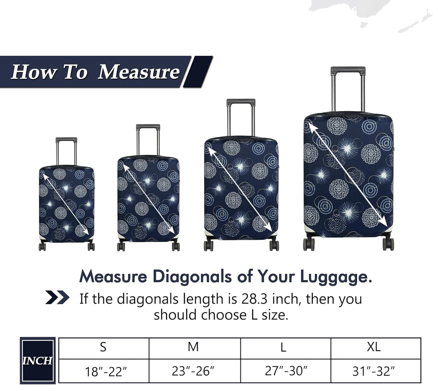 HYPER VENTURE Washable Luggage Cover - Fashion Suitcase Protector Fits 31-32 Inch Luggage (Sparkler, XL)