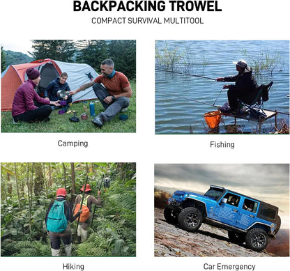 Small Camping Shovel, 9 in 1 Mini Hand Shovel, Portable Backpacking Trowel, Ultralight Compact Multitool for Camping, Gardening, Outdoor Survival, Black