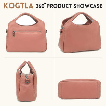 KOGTLA Genuine Leather Purses for Women, Crossbody Shoulder Bags with Top-Handle, Tote Satchel Handbags