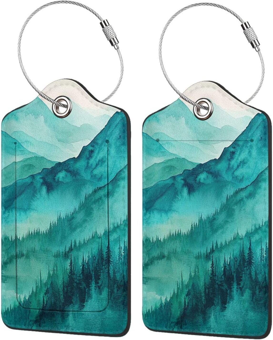 Fun Luggage Tags for Suitcases Leather Name Tag for Luggage Cute Travel Baggage Tags for Carnival Cruise Ships with Funny Patter 2pcs (Mountain)