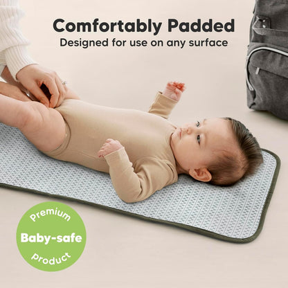 KeaBabies Portable Diaper Changing Pad, Easy Wipe Clean - Foldable Waterproof Baby Changing Mat for Diaper Bag, Compact, Lightweight, 25x13 Baby Changer Travel Essential, Machine Washable(Olive Green)