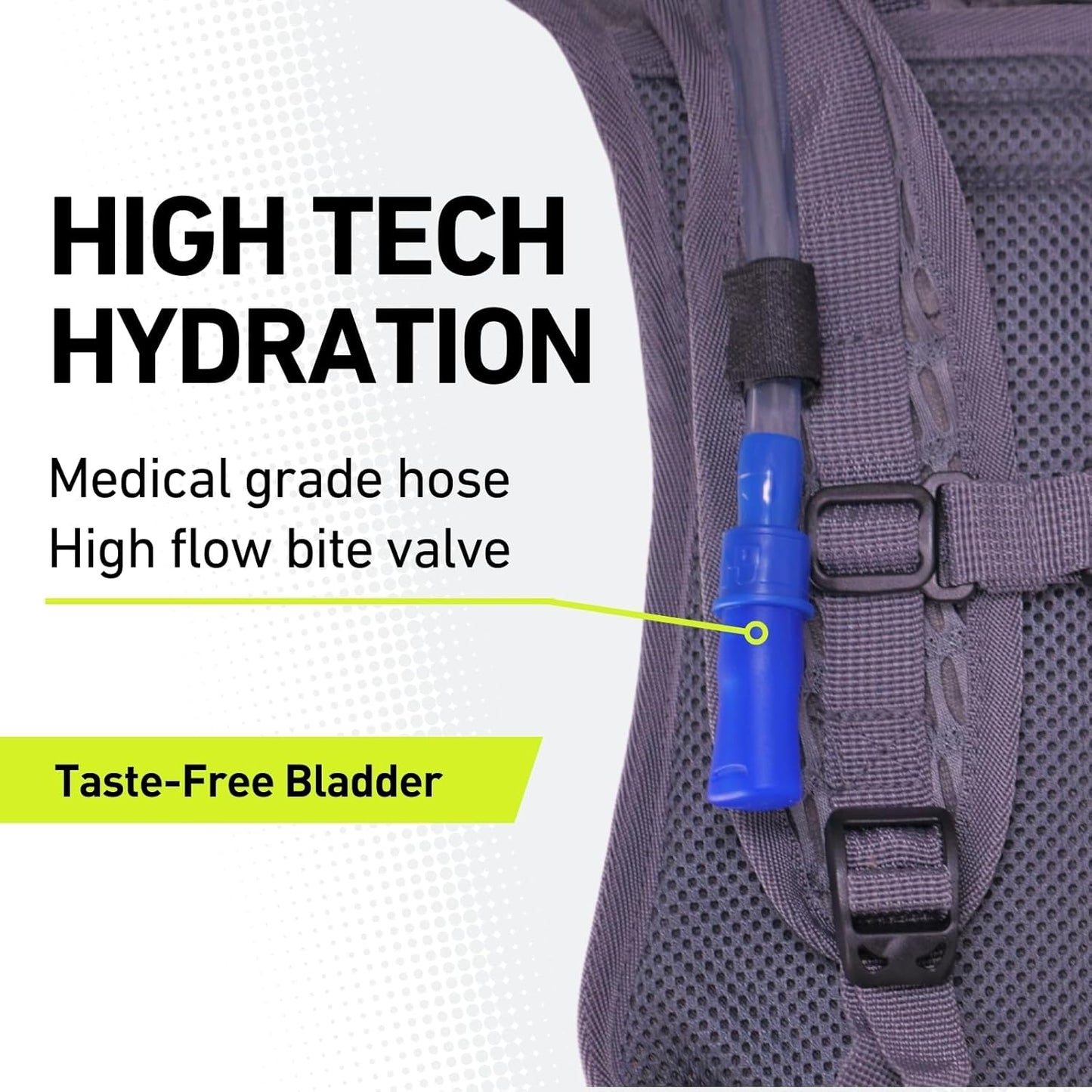 Vibrelli Hydration Backpack & 2L Hydration Bladder - High Flow Bite Valve - Hydration Pack for Cycling, Running, Hiking
