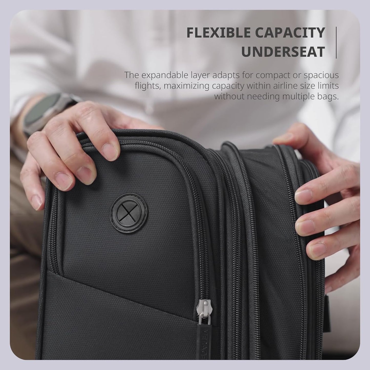 Verage Under Seat Luggage with Wheels, Softside Expanable Small Suitcase Carry On Luggage Bags for Airlines Airplanes Short Trip Men Women (Grey, 16-Inch Rolling Underseat)