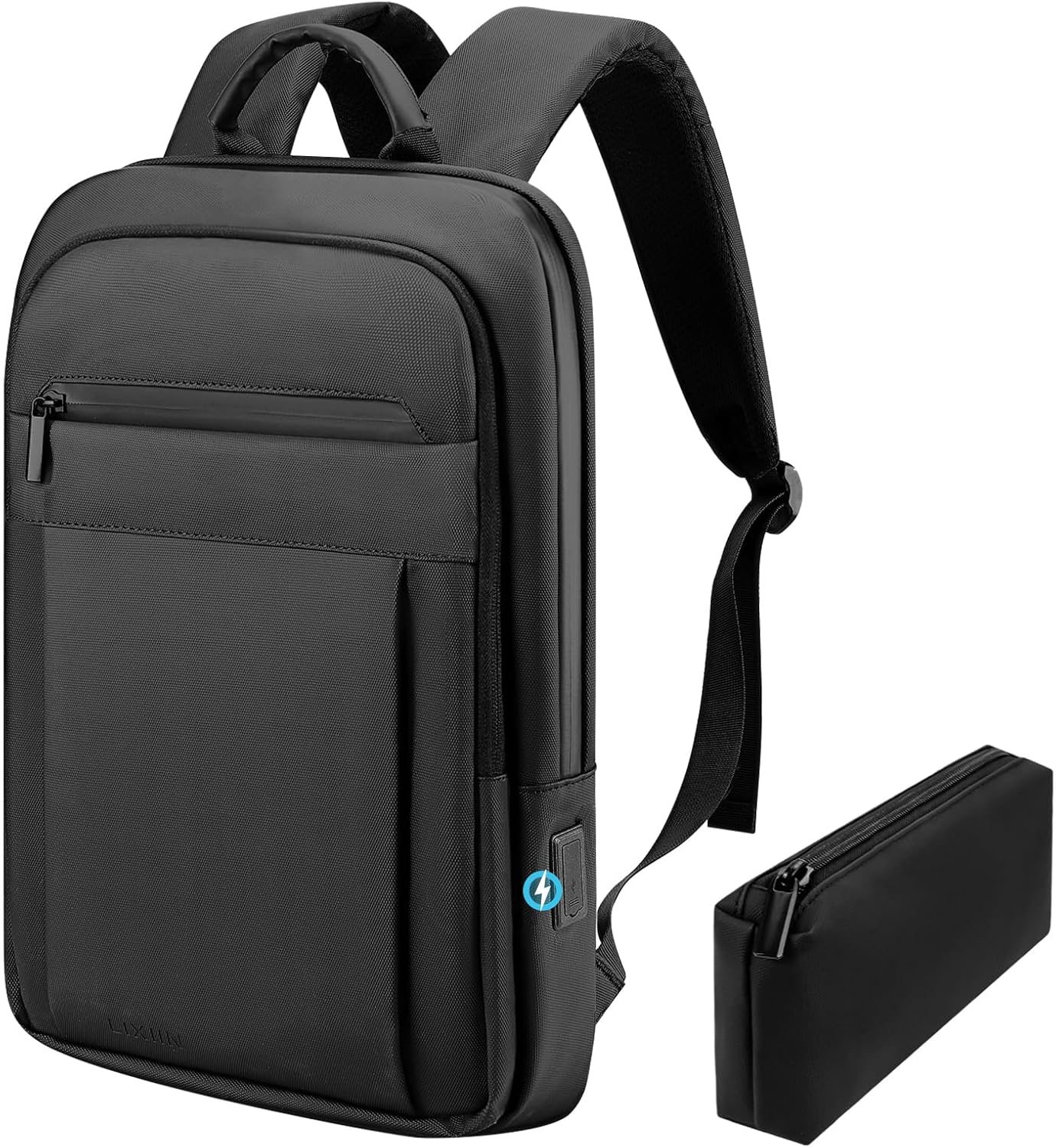 Backpack for Men Women Lightweight Business Laptop Backpack for 15.6 Inch Computer Bag Slim Anti-Theft Backpack for Commuting Work Office College Travel (with a Small Bag) Black