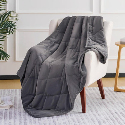 L'AGRATY Weighted Blanket - 48"x72" 15lbs Soft Breathable Heavy Blanket Minky Material with Glass Beads for Adult All-Season Summer Fall Winter Soft Thick Comfort