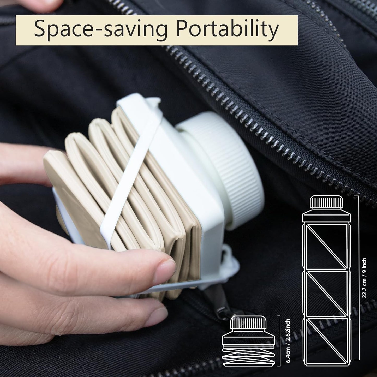24oz Collapsible Water Bottles–Food-Grade,BPA-Free,Leakproof,Lightweight,Foldable Design Perfect For Travel,Hiking,Camping,Gym,Sports Bottle,Reusable Compact,Ideal Hydration Companion Beige
