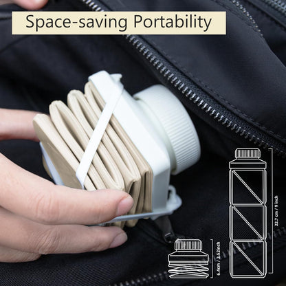 24oz Collapsible Water Bottles–Food-Grade,BPA-Free,Leakproof,Lightweight,Foldable Design Perfect For Travel,Hiking,Camping,Gym,Sports Bottle,Reusable Compact,Ideal Hydration Companion Beige