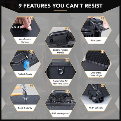 Lykus HC-5230 Large Waterproof Hard Case with Wheels and Customizable Foam, Interior Size 20.5x14.2x13.6 inch, Suitable for cameras, lenses, electronic equipment and more