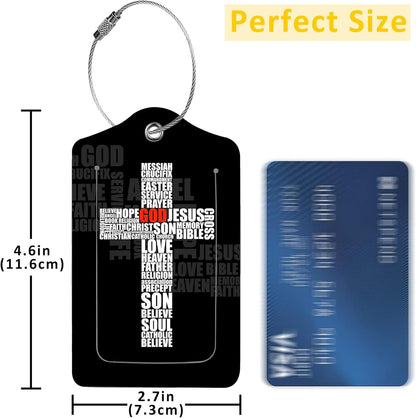 2 Pack I Love Jesus Luggage Tags for Suitcases,Christian Symbol Leather Baggage Suitcases Tag Name ID Label Privacy Cover Travel Bag Tags for Women Men Boys Girls