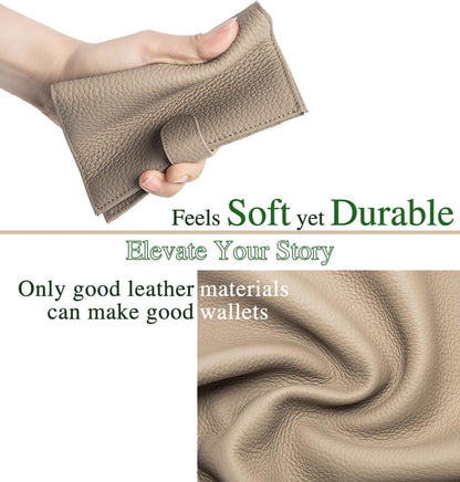 Passport Wallet for Women – Slim RFID Blocking Passport Cover with 1 Passport Slot & 3 Card Slots, Coin Pocket & SIM Slot – Genuine Leather Travel Organizer Grey