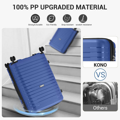 Kono 24 Inch Expandable Luggage Suitcase with Spinner Wheels, Durable Hardside Checked Luggage with Hidden Cup Holder, Lightweight Hard Shell Medium Suitcase with TSA Lock(Navy)