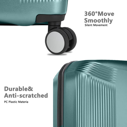 20 Inch Lightweight Expandable Carry On Luggage, PC Hardside Suitcase with Spinner Wheels & TSA Lock, Carry-on 20-Inch, Green