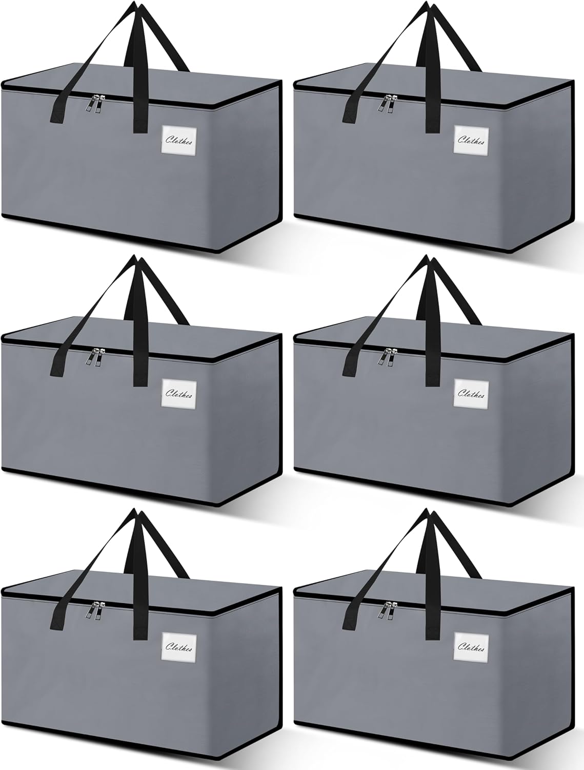 Heavy Duty Moving Bags - Extra Large Packing Bags and Storage Totes, Collapsible and Foldable Option for Moving and Storage, Grey, 125 L - 6 Pack