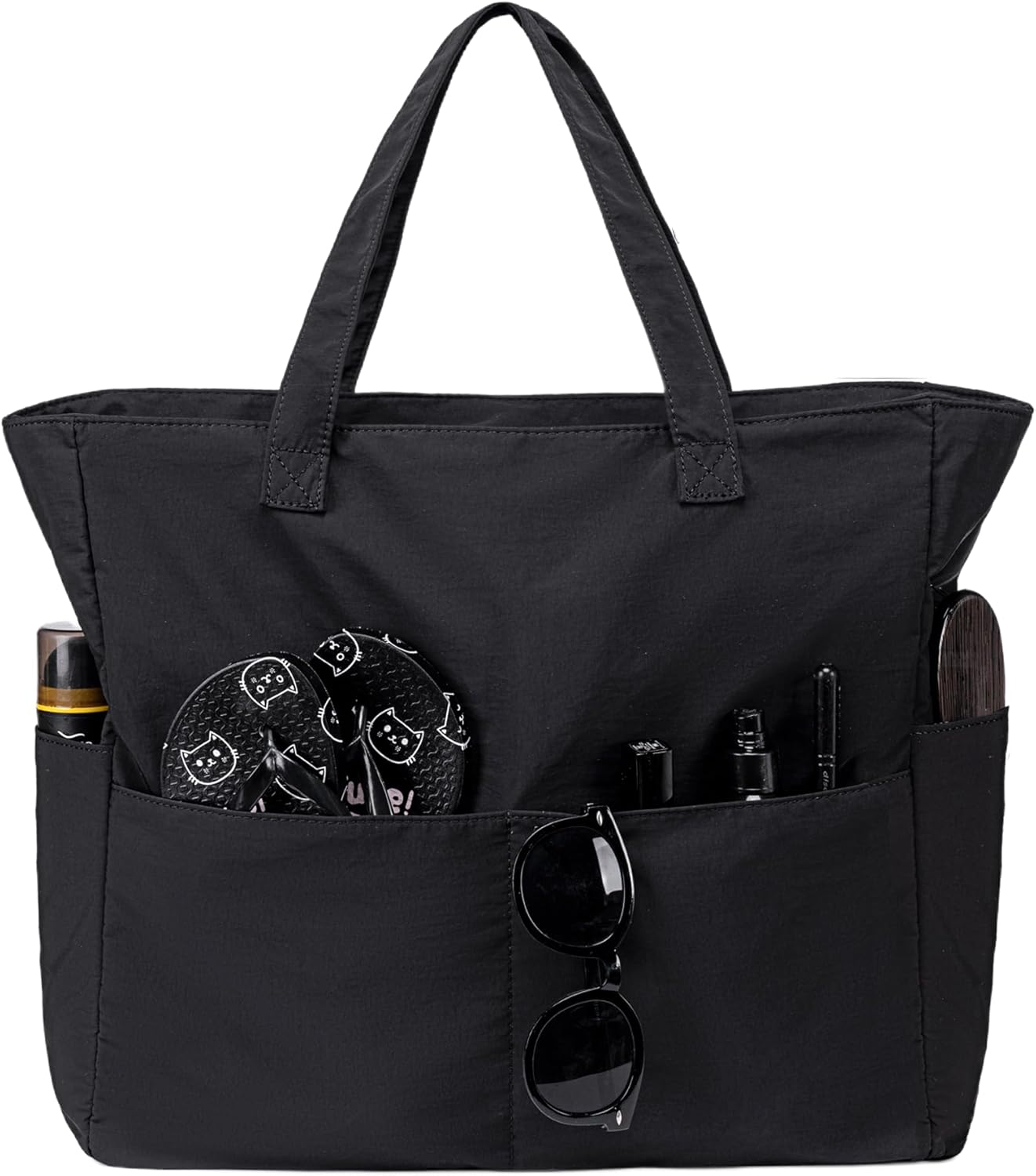 LEDAOU Large Beach Tote Bag Women Waterproof Sandproof Zipper Beach Tote Bag for Pool Gym Grocery Travel with Wet Pocket