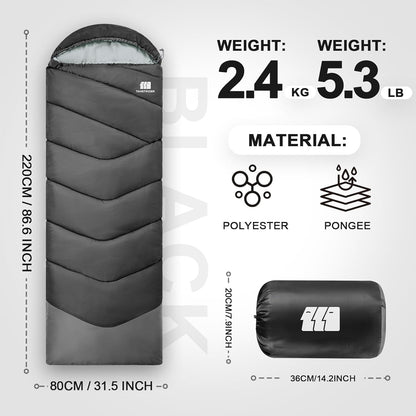 Sleeping Bags for Adults Cold Weather,Portable, Waterproof,Lightweight Sleeping Bag for Tall Girls Boys with Compression Sack for Warm Camping, Hiking, Outdoor & Indoor