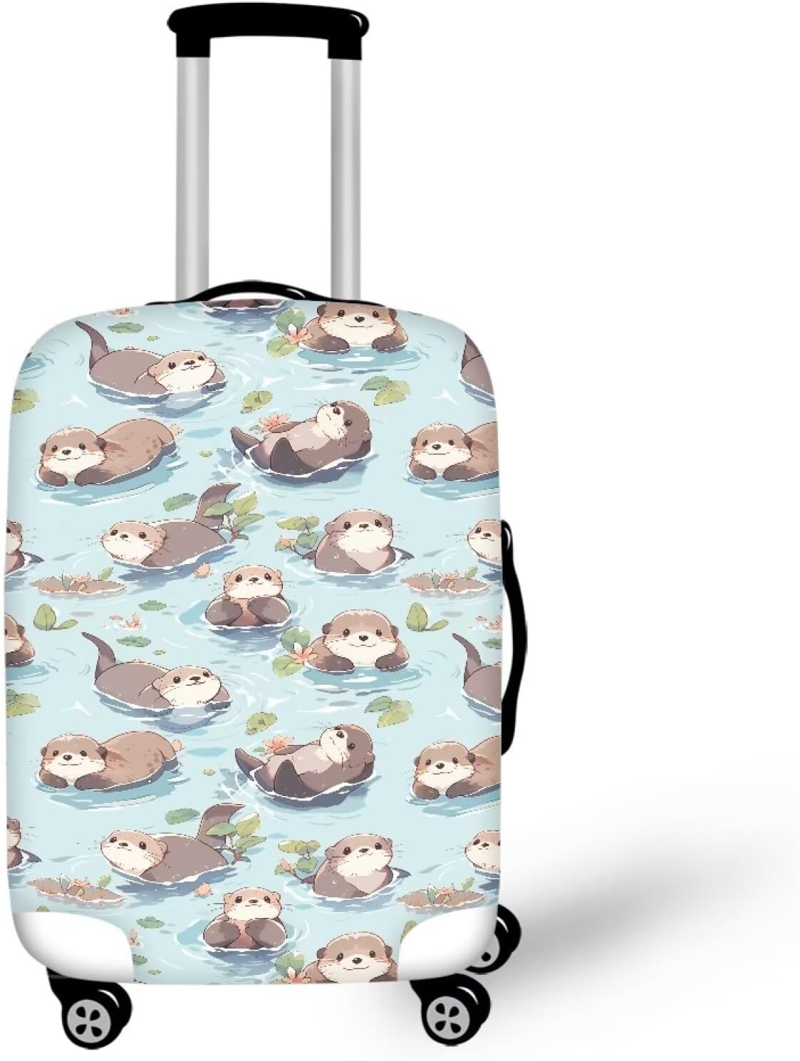 Otter Print Suitcase Cover Fit 22-25 Inch Travel Luggage Covers with Zipper Non Slip Luggage Cover for Suitcase Zip Closure Elastic Suitcase Cover Protector Cute Baggage Cover