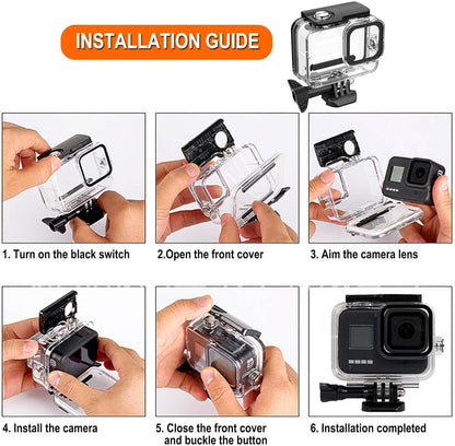 Compatible for Go Pro Hero 11 mini Black Waterproof Housing Case 60M/196FT Protective Underwater Diving Case Shell with Cameras Handle Mount Accessories Kit