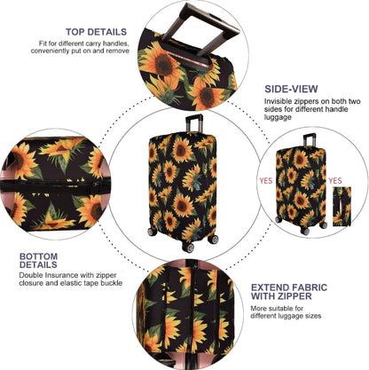 7-Mi Luggage Cover Thickened 19/22/26/30 Inch Suitcase Spandex Black Protector Cover Fits Size S M L XL Travel Baggage S 19-20IN