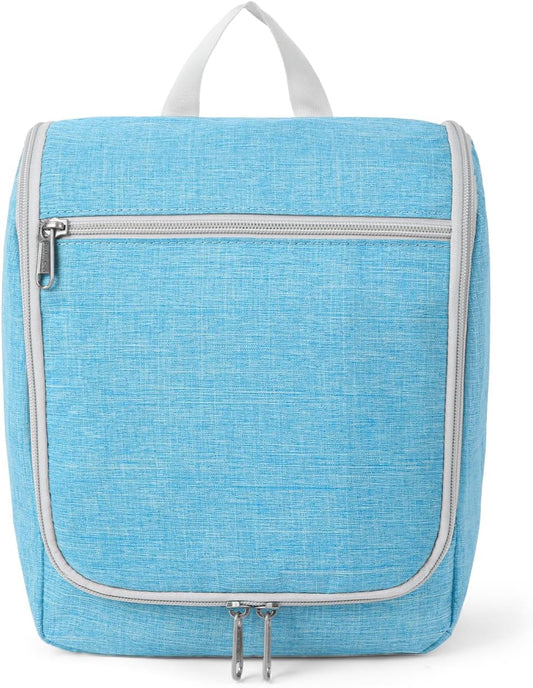 Della Gao Hanging Toiletry Bag for Men & Women, Portable Travel Cosmetic Makeup Bag Toiletries Organizer Kit, Water Resistant Bathroom Bag, Blue