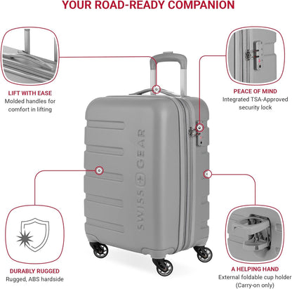 SwissGear 7366 Hardside Expandable Luggage with Spinner Wheels, Grey, 2-Piece Set (19/27)