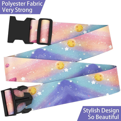 Milky Way Galaxy Luggage Straps for Suitcases, Adjustable Luggage Travel Belt to Keep Luggage Security While Travel, Strong Polyester Fabric, Easy-to-Recognize Stylish Design Travel Essentials, 2 Pack
