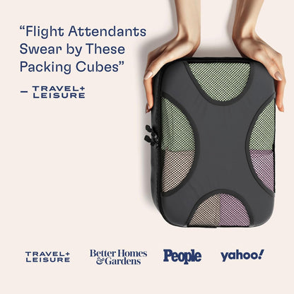 Shacke Premium 5 Packing Cubes Set - Lightweight Mesh Travel Luggage Organizers with Laundry Bag, 5-Piece Suitcase Storage System (Dark Grey)