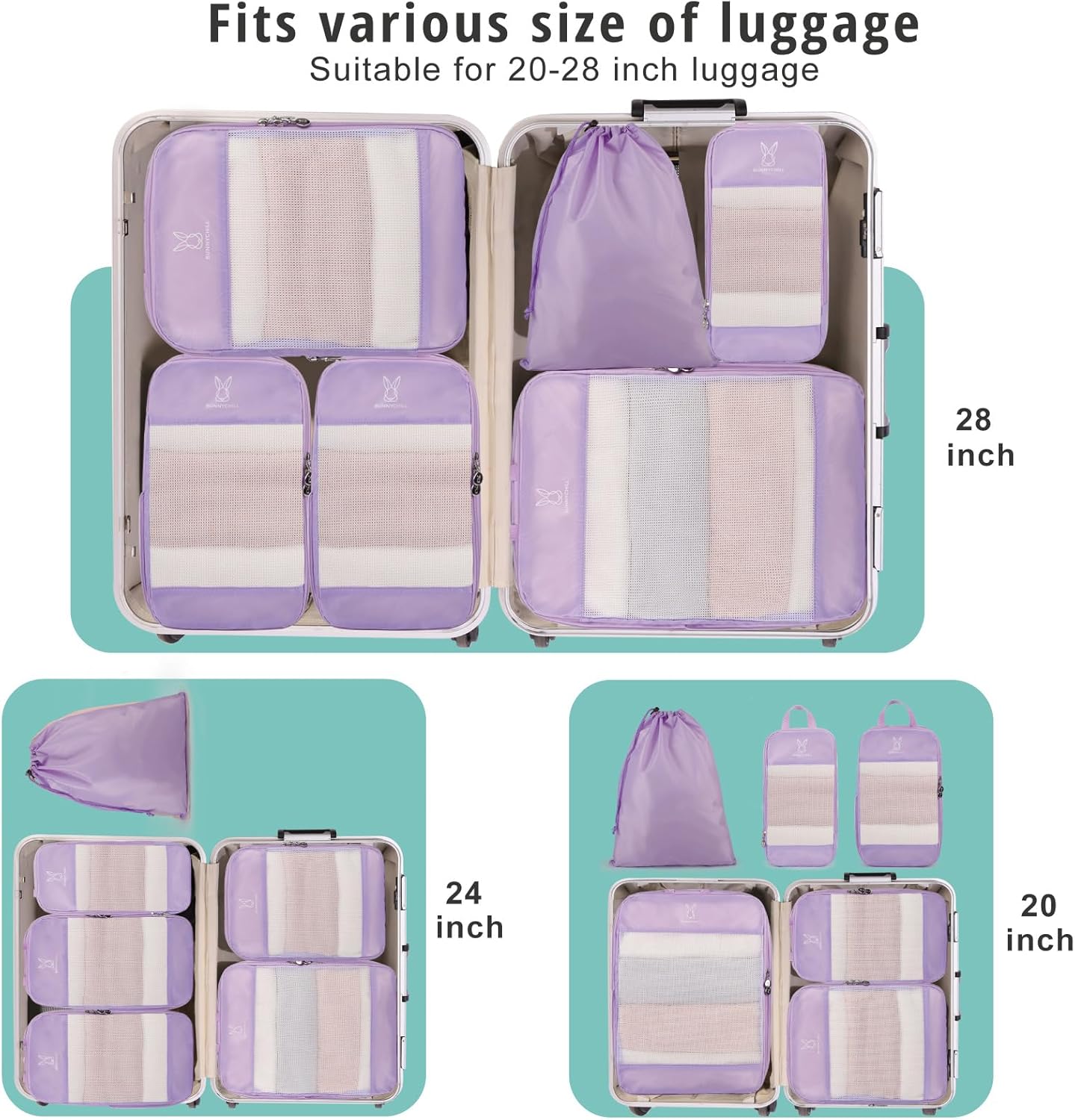 Expandable Compression Packing Cubes for Suitcases,6 Set Lightweight Compressible Travel Packing Organizer for Carry on Suitcase,Organizer Bags Set as Travel Essentials for Women