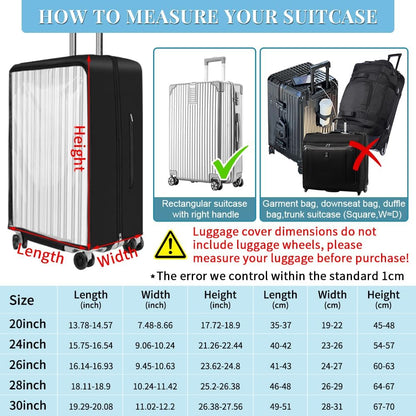 Yotako Upgraded Zippered Transparent PVC Suitcase Cover, No Disassembly Required Clear Luggage Protector for Suitcase Luggage Protector Cover 26''