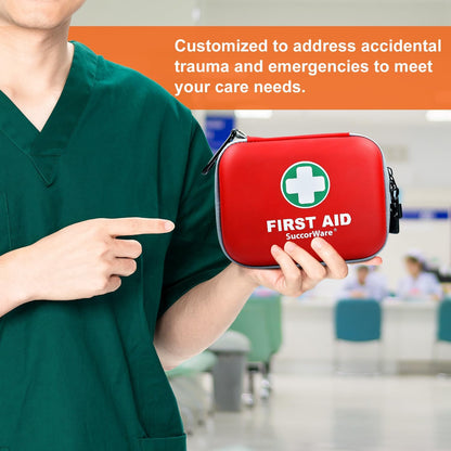 150 Pieces Mini First Aid Kit - Small Medical Kit with Hard Shell - Emergency First Aid Kit for Car, Travel, Home, Outdoor, Office, Camping, Hiking (Red)