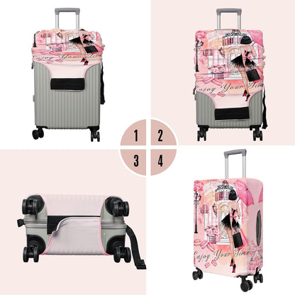 Travel Luggage Cover Suitcase Protector Fits 18-32 Inch Wheel Covers PatternedTravel Related Items Flower Luggage Protector Elastic L