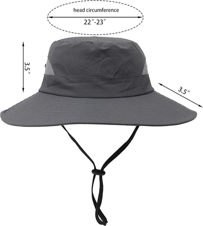 Womens Summer Sun Hat Beach Hat Wide Brim Outdoor UV Protection Hat Foldable Cool Mesh Ponytail Bucket Hat
