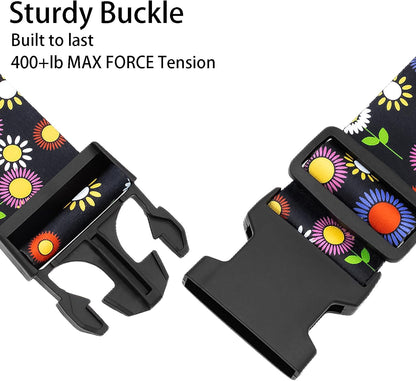 Sunflowers Luggage Straps for Suitcases, Adjustable Luggage Travel Belt to Keep Luggage Security While Travel, Strong Polyester Fabric, Easy-to-Recognize Stylish Design Travel Essentials, 2 Pack