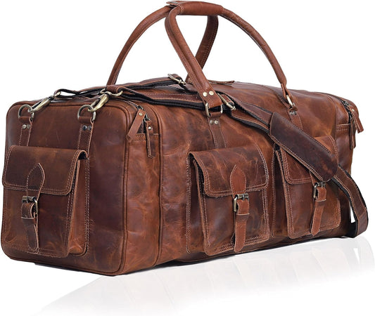 Large duffel bags for men holdall leather travel bag overnight gym sports weekend bag